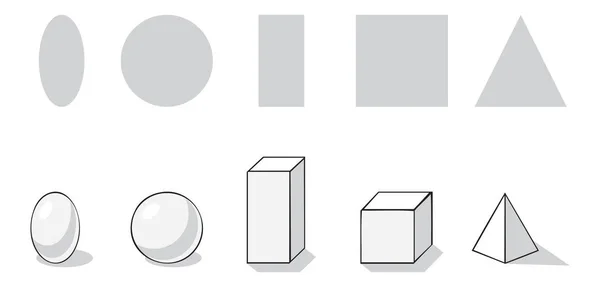 Illustration Sur Fond Blanc Formes Géométriques Plates Volumétriques — Image vectorielle