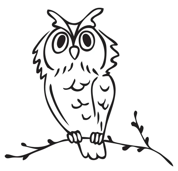 Illustration owl on tree branch — Stock Vector