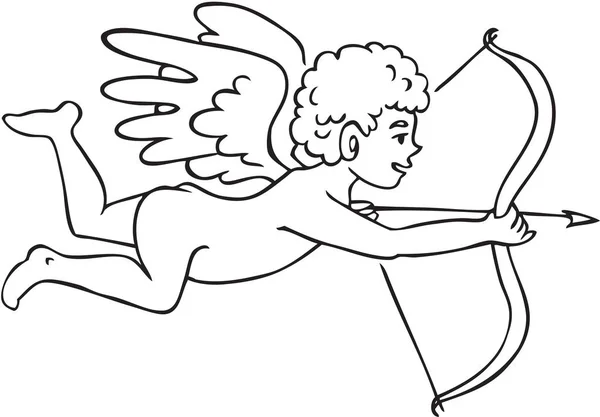 Illustration angel cupid shoots bow — Stock Vector