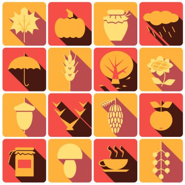 gölgeli renkli sonbahar simgeleri