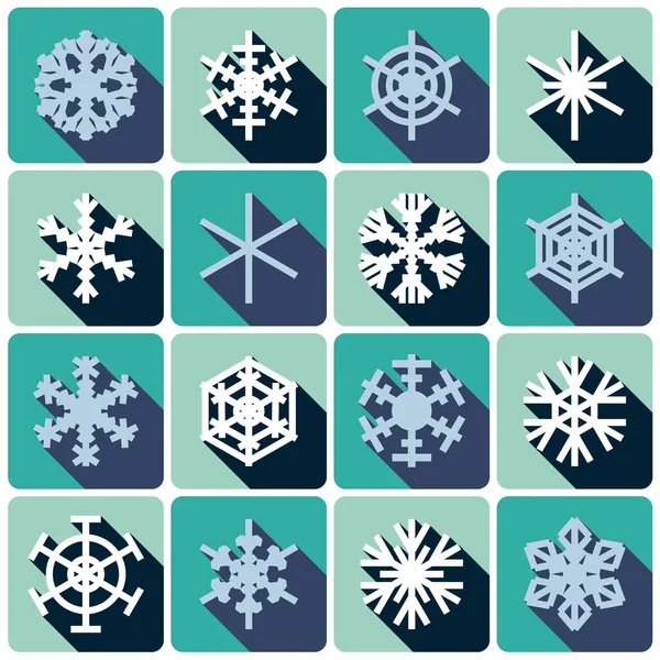 Conjunto Iconos Copo Nieve Colores Con Sombras — Vector de stock