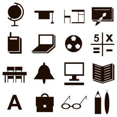 eğitim siyah simgeleri beyaz arkaplanda ayarlandı