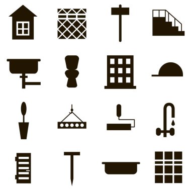 Beyaz arkaplanda inşaat ve ev simgesi