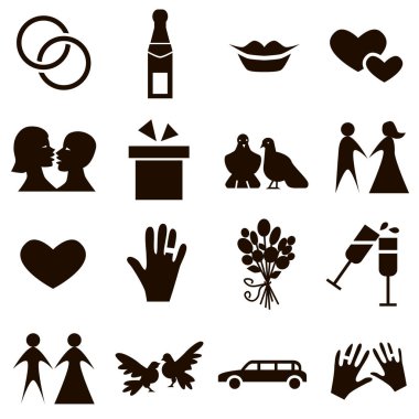 düğün simgesi beyaz arkaplanda siyah ayarlandı