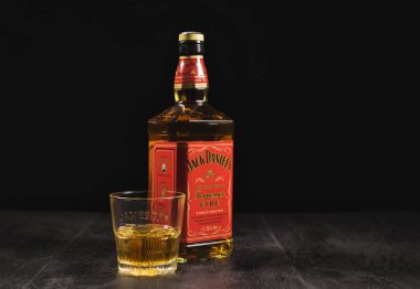 Kiev, Ukrayna - 07 Kasım 2018. Jack Daniel 's, Tennessee viskisinin bir markası ve dünyada en çok satan Amerikan viskisi.