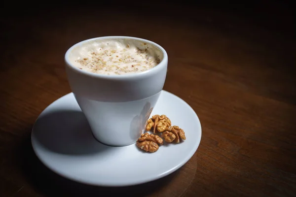 Kaffedrycker Svart Bakgrund Kaffe Ett Svart Bord Kallt Kaffe Latte — Stockfoto