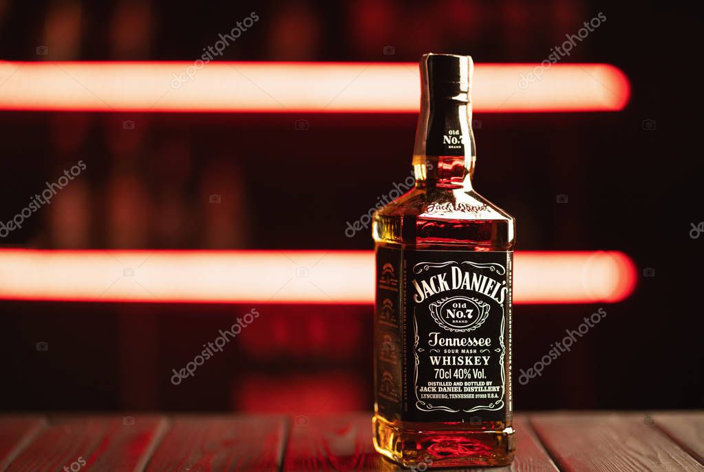 Kiev, Ukraine - 09.10.2019. Jack Daniel's is a brand of Tennessee whiskey and the top selling American whiskey in the world - illustrative editorial