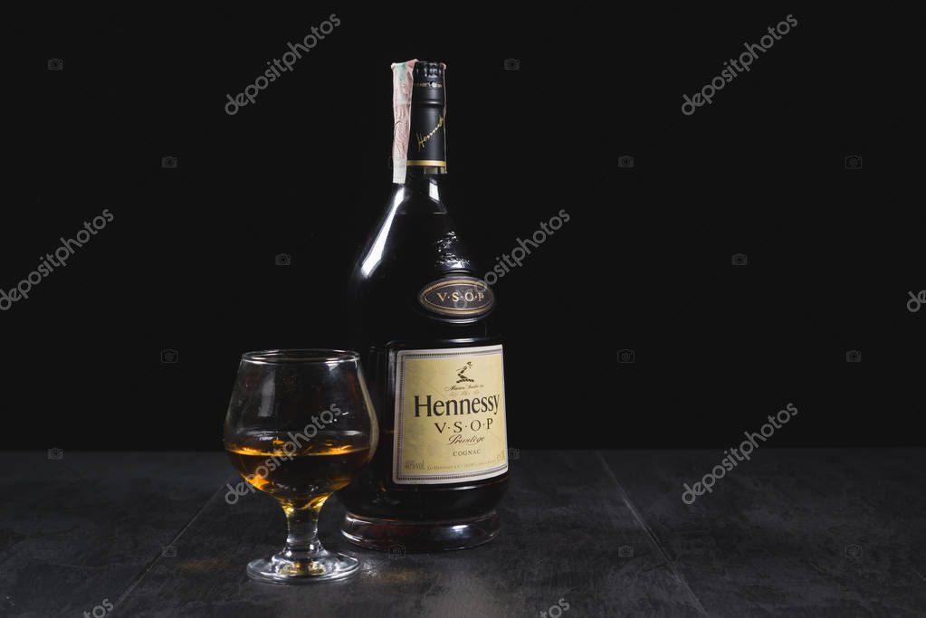 Kiev, Ukraine - 07 November 2018. Bottle of Hennessy, a brand of famous cognac from Cognac, France