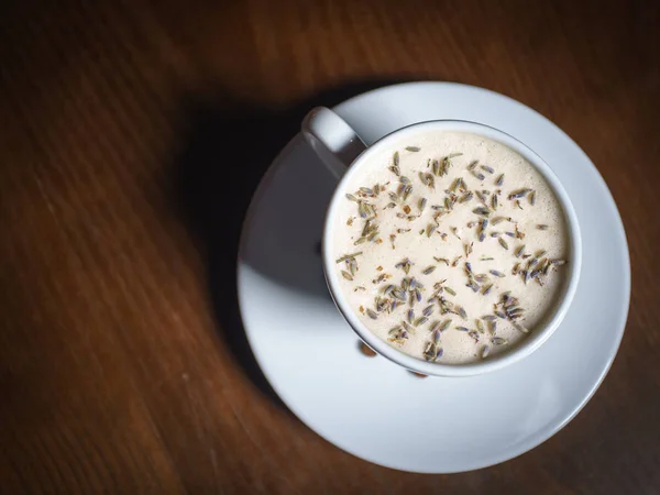 Kaffedrycker Svart Bakgrund Kaffe Ett Svart Bord Kallt Kaffe Latte — Stockfoto