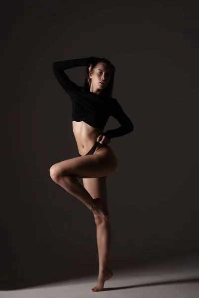 Sexy Brunette Girl Lingerie Underwear Portrait Seductive Young Glamour Woman — Stock Photo, Image