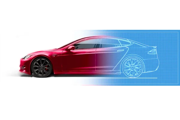 Modeli beyazdan kırmızıya yeniden boyama. Çizim çizimi