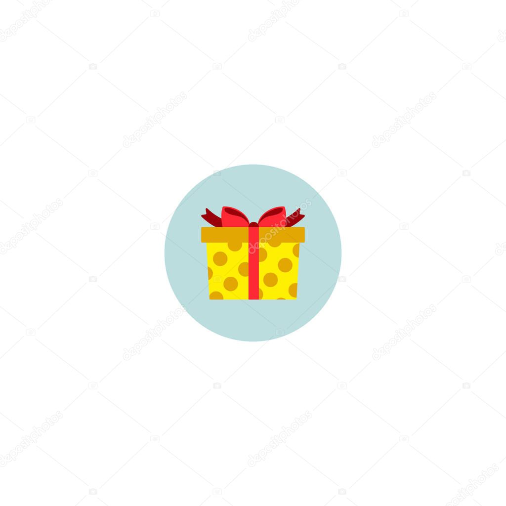 Vector illustration. Icon gift on blue background.