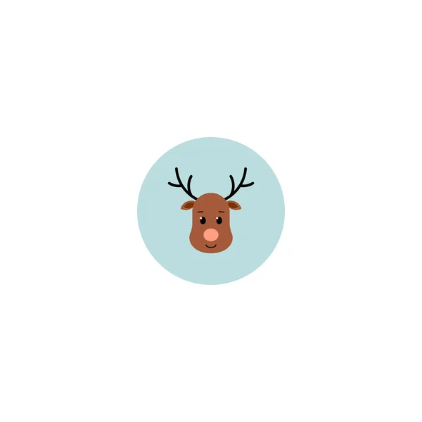 Vector isolated illustration. Christmas reindeer icon, sticker. — Stock Vector