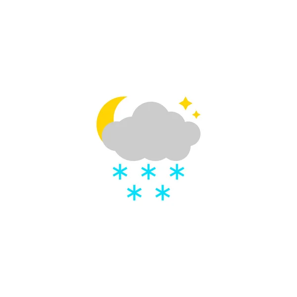 Icône météo, neige la nuit. Illustration vectorielle . — Image vectorielle