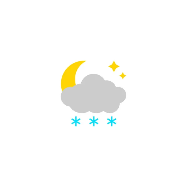 Icône météo, neige la nuit. Illustration vectorielle . — Image vectorielle