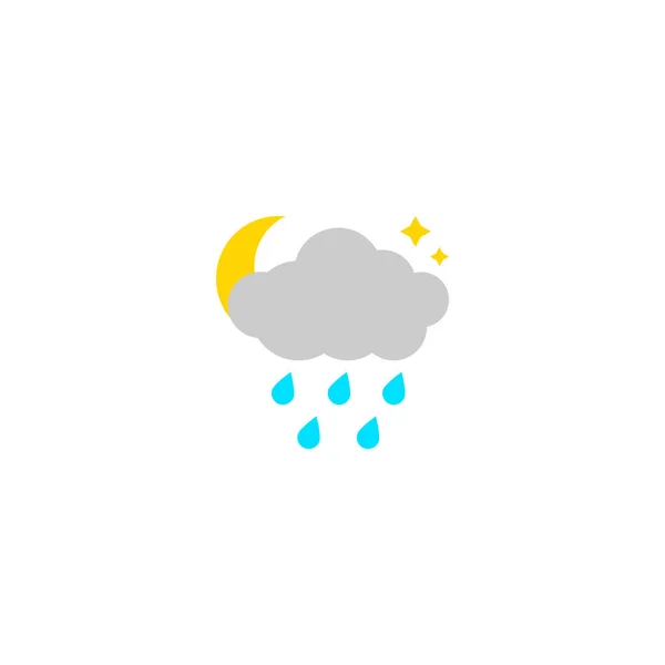 Weather icon, rain at night. Vector illustration. — Stock Vector