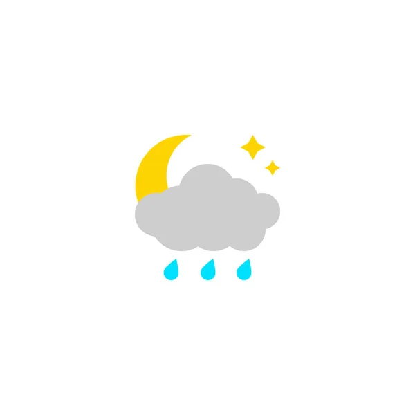 Icône météo, pluie la nuit. Illustration vectorielle . — Image vectorielle