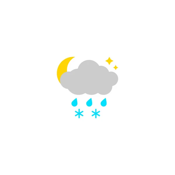 Weather icon, sleet at night. Vector illustration. — Stock Vector