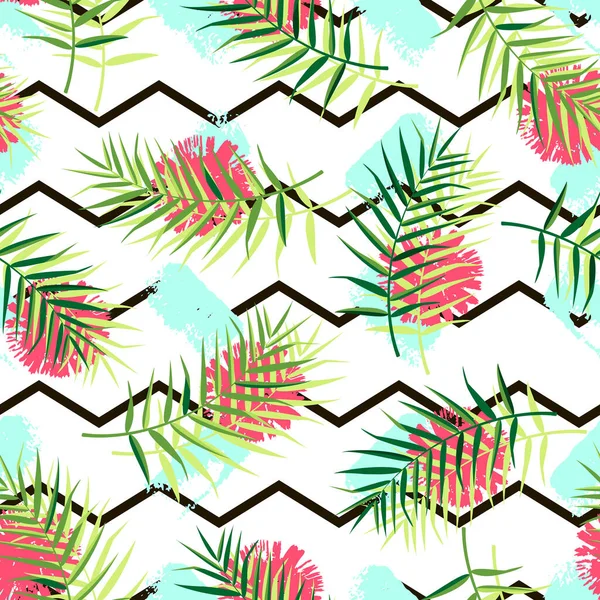 Tropical seamless pattern with leaves. Vector illustration.