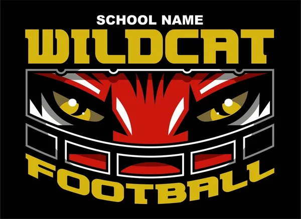 Wildcats Voetbalteam Ontwerp Met Mascotte Oog Zwart Voor School College — Stockvector