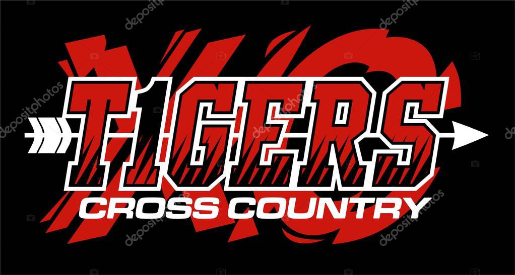 Tigers cross country team design with arrow for school, college or league