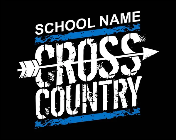 Diseño Del Equipo Cross Country Angustiado Con Flecha Para Escuela — Archivo Imágenes Vectoriales