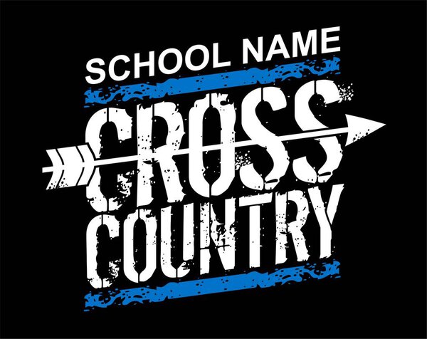 distressed cross country team design with arrow for school, college or league