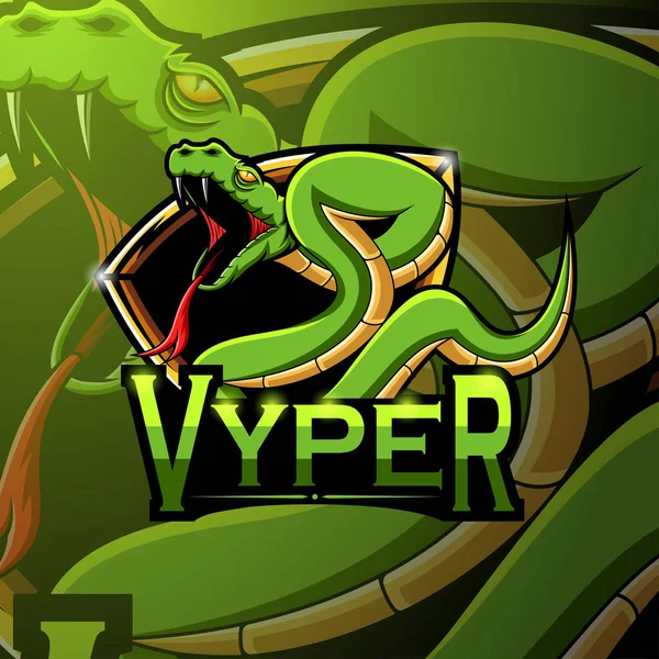 Vyper Serpiente Esport Mascota Logo Diseño — Vector de stock