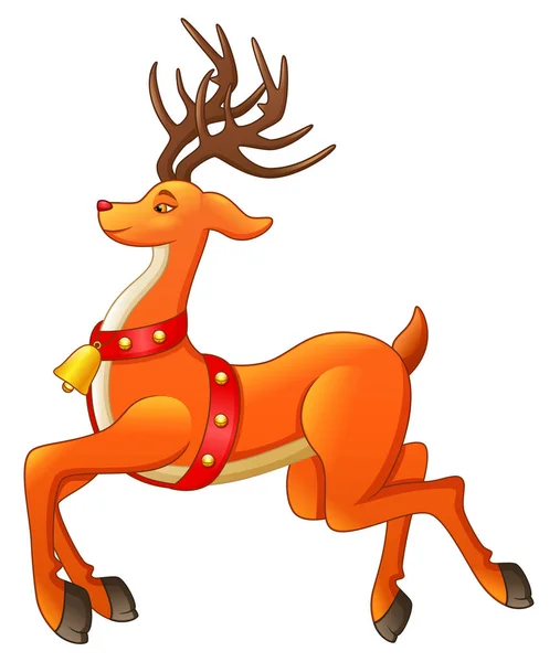 Natale Carino Cervo Disegno Illustrazione Cartone Animato — Vettoriale Stock
