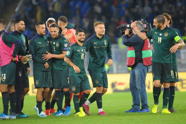 Італійська футбольна команда Збірна Європи з футболу Італія проти Греції — стокове фото