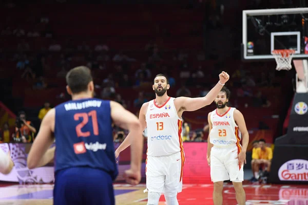 Uluslararası Basketbol Takımı Çin Basketbol Dünya Kupası 2019 - İspanya Sırbistan 'a Karşı — Stok fotoğraf