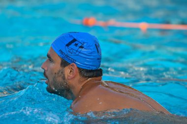 İtalya 'nın Siracusa kentindeki Caldarella Pool' da bulunan İtalyan Waterpolo Takımı Collegiate Training Settebello sırasındaki francesco of fulvio (italy) - LM / Maria Angela Cinardo