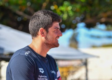 Vincenzo Dolce (İtalyanca) Kolej Eğitimi sırasında Settebello İtalyan Waterpolo Takımı Caldarella Havuzu Siracusa, İtalya 'daki Caldarella Havuzu' nda, 11 Haziran 2020 - LM / Maria Angela Cinardo
