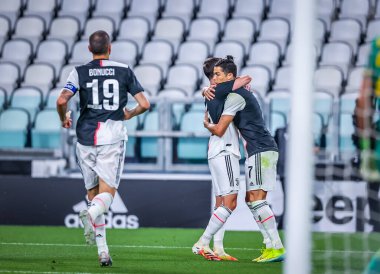 Juventus 'tan Cristiano Ronaldo, 26 Haziran 2020' de İtalya 'nın başkenti Torino' daki Allianz Stadyumu 'nda Juventus ile ABD Lecce arasında oynanan 2019 / 20 karşılaşmasında gol attı - Fotoğraf Fabrizio Carabelli / LM