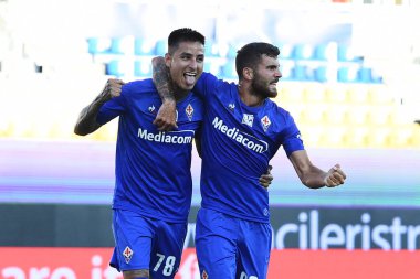 Acf fiorentina 'dan Eric Pulgar, Parma-Fiorentina maçında attığı golü kutluyor. İtalya' nın başkenti Parma 'da, Temmuz 05 2020 - LM / Matteo Papini
