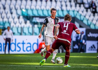 Juventus Federico Bernardeschi Serie A 2019 / 20 karşılaşmasında Torino FC ile Torino Stadyumu, Torin, İtalya - Fotoğraf: Fabrizio Carabelli / LM