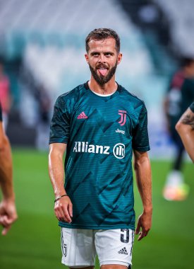 Juventus 'lu Miralem Pjaniç, 26 Haziran 2020 tarihinde İtalya' nın Allianz Stadyumu 'nda Juventus ile ABD Lecce arasında oynanan 2019 / 20 karşılaşmasında - Fotoğraf: Fabrizio Carabelli / LM