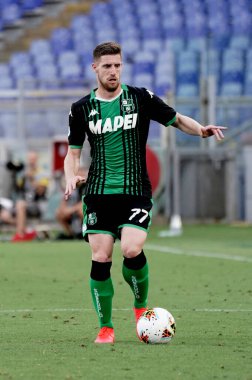 Sassuolo 'dan Yorgos Kyriakopoulos, 11 Temmuz 2020' de Roma 'da oynanan Olimpico Stadyumu Fotoğrafı' nda SS Lazio ile ABD 'li Sassuolo arasında oynanan Serie A TIM karşılaşmasında faaliyete geçti.