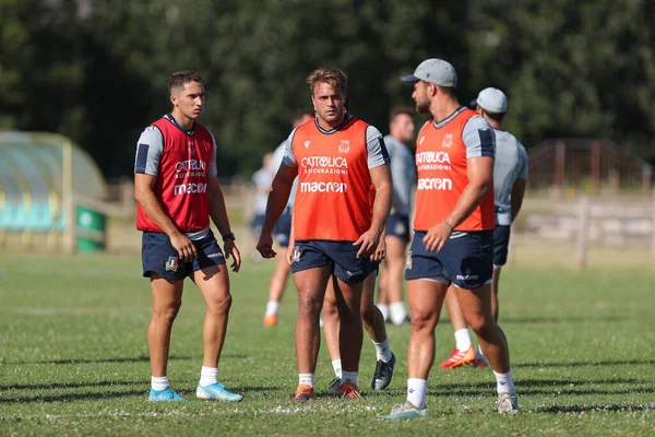 Gianmarco Lucchesi Jacopo Trulla Federico Mori Olaszországi Rugby Team Tréning — Stock Fotó