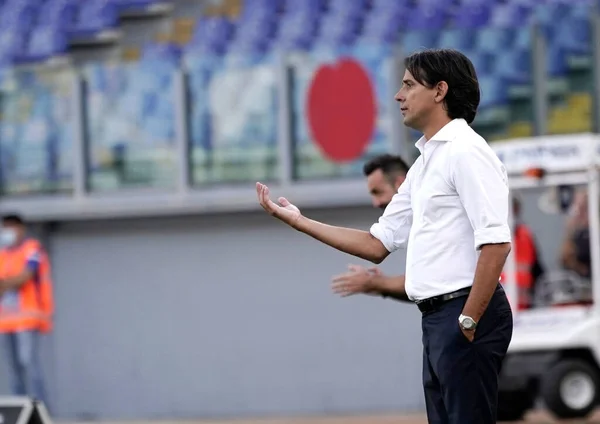 Simone Inzaghi Hoofdcoach Van Lazio Gebaren Tijdens Wedstrijd Serie Tim — Stockfoto