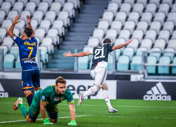 Gonzalo Higuain Juventus Scores Goal Serie 2019 Match Juventus Lecce — Stock Photo, Image