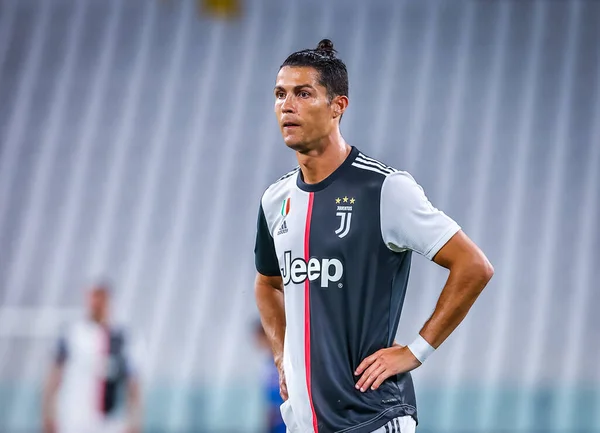 Cristiano Ronaldo Juventus Durante Partida Série 2019 Entre Juventus Lecce — Fotografia de Stock