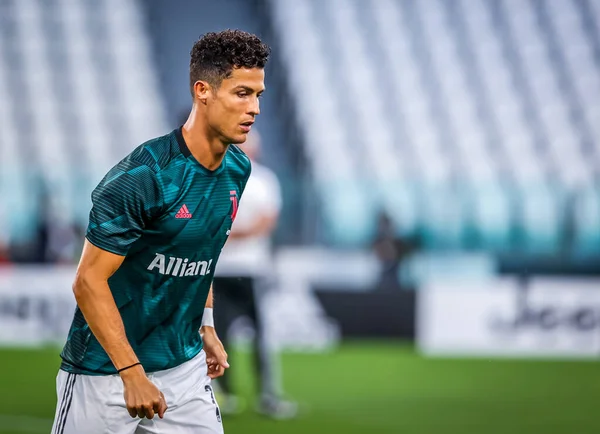 Cristiano Ronaldo Juventus Durante Partido Serie 2019 Entre Juventus Atalanta — Foto de Stock