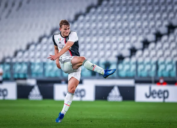 Matthijs Ligt Juventus Durante Partido Serie 2019 Entre Juventus Lecce —  Fotos de Stock