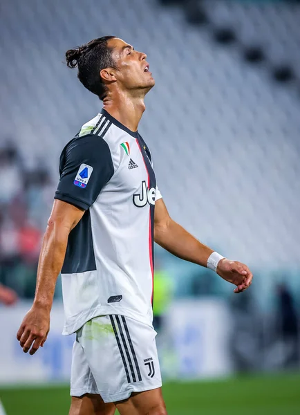 Cristiano Ronaldo Juventus Durante Partido Serie 2019 Entre Juventus Lecce — Foto de Stock