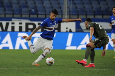 Bartosz bereszynski (sampdoria), fabio depaoli (sampdoria), charalampos lykogianns (cagliari) 15 Temmuz 2020, Genova, İtalya - LM / Danilo Vigo    