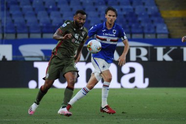 Bartosz bereszynski (sampdoria), fabio depaoli (sampdoria), charalampos lykogianns (cagliari) 15 Temmuz 2020, Genova, İtalya - LM / Danilo Vigo   