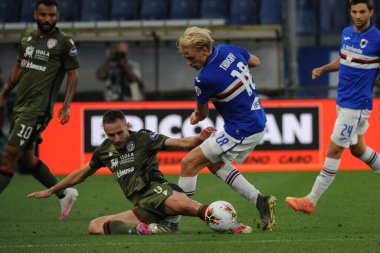 Marko Rog (Cagliari), Morten Thorsby (sampdoria) 15 Temmuz 2020 'de Cenova, İtalya' da Sampdoria - LM / Danilo Vigo