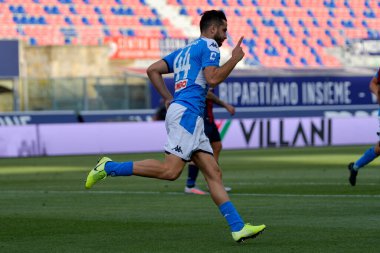 Konstantinos manolas (sssc napoli), İtalya 'nın Bologna kentinde 15 Temmuz 2020' de yapılan Bologna-Napoli maçında gol attıktan sonra kutluyor - LM / Alessio Marini
