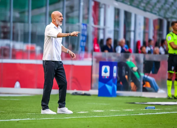 Entrenador Principal Del Milan Stefano Pioli Durante Partido Serie 2019 — Foto de Stock